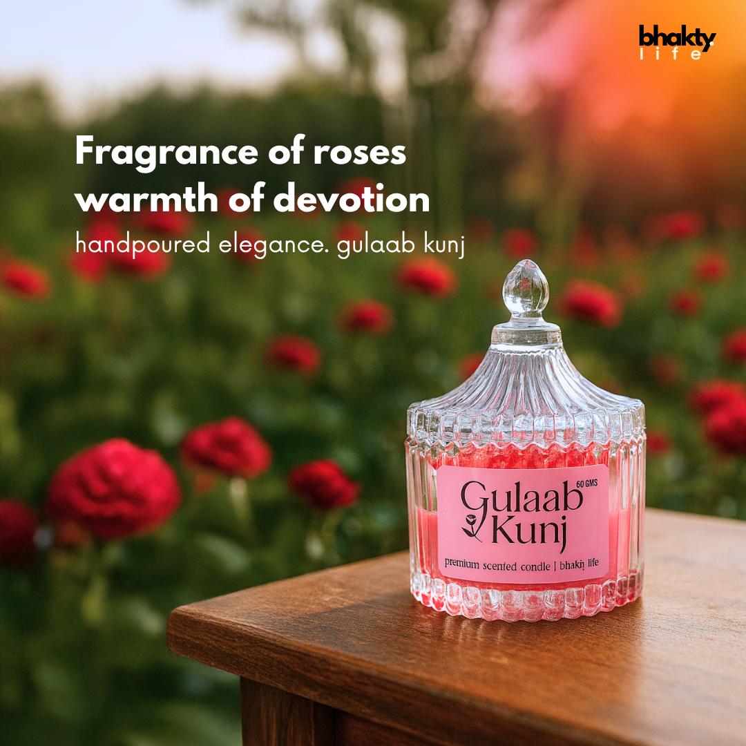 Premium Glass Jar Scented Candle with Lid (Gulaab Kunj) – 60ml Premium Festive Edition