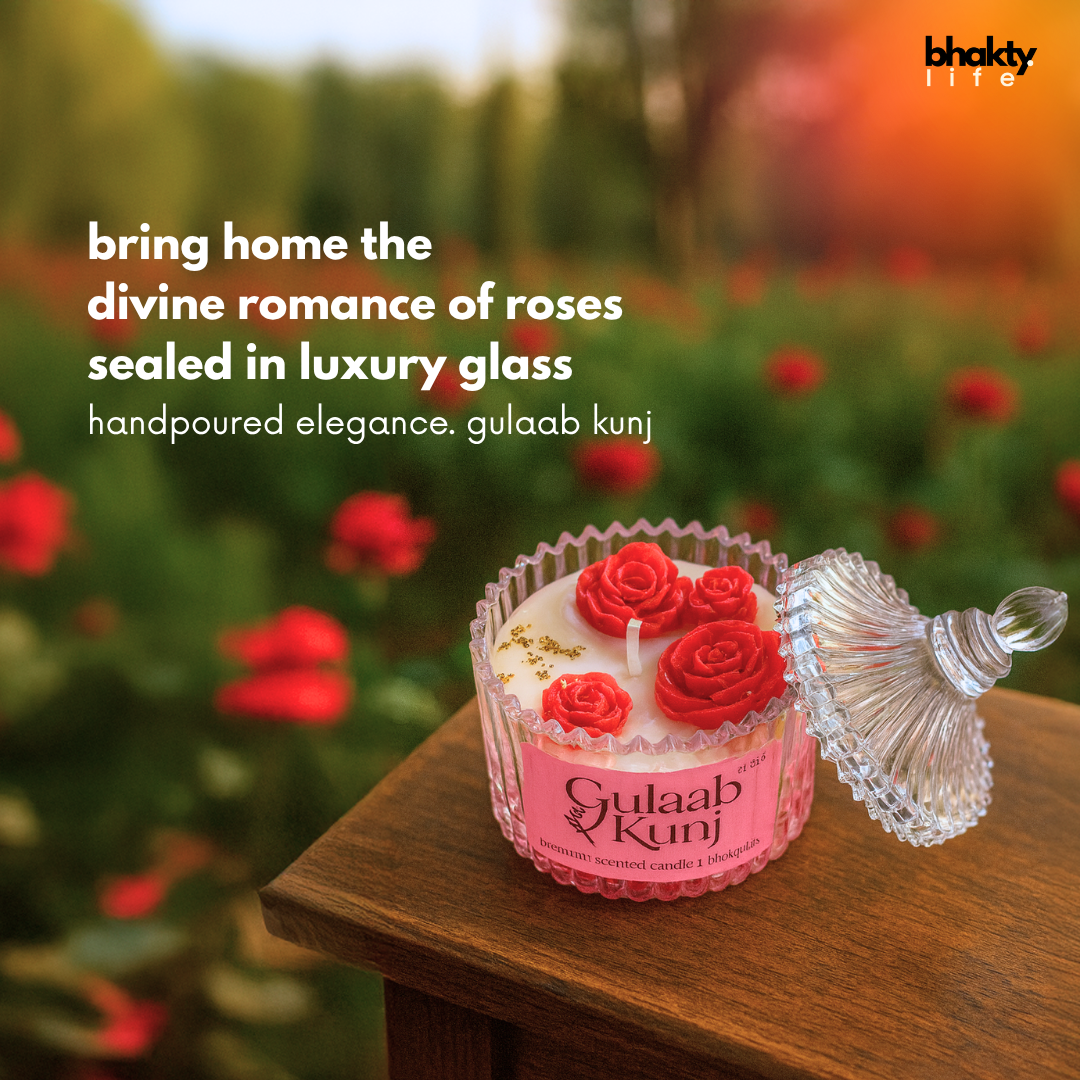 Premium Glass Jar Scented Candle with Lid (Gulaab Kunj) – 60ml Premium Festive Edition
