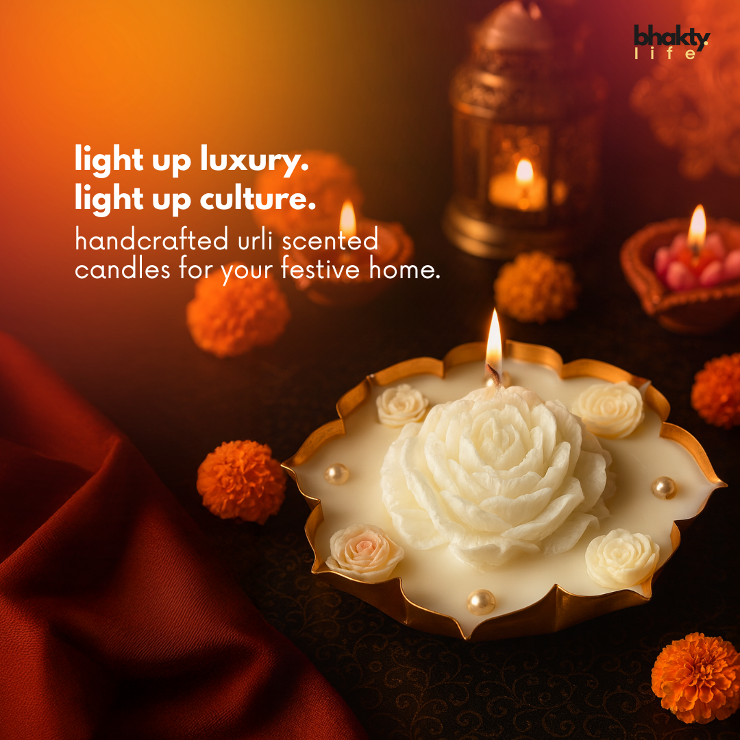 Kripa Pushpa Peony Urli Candle – Luxury Scented Flower Candle for Home & Festive Gifting