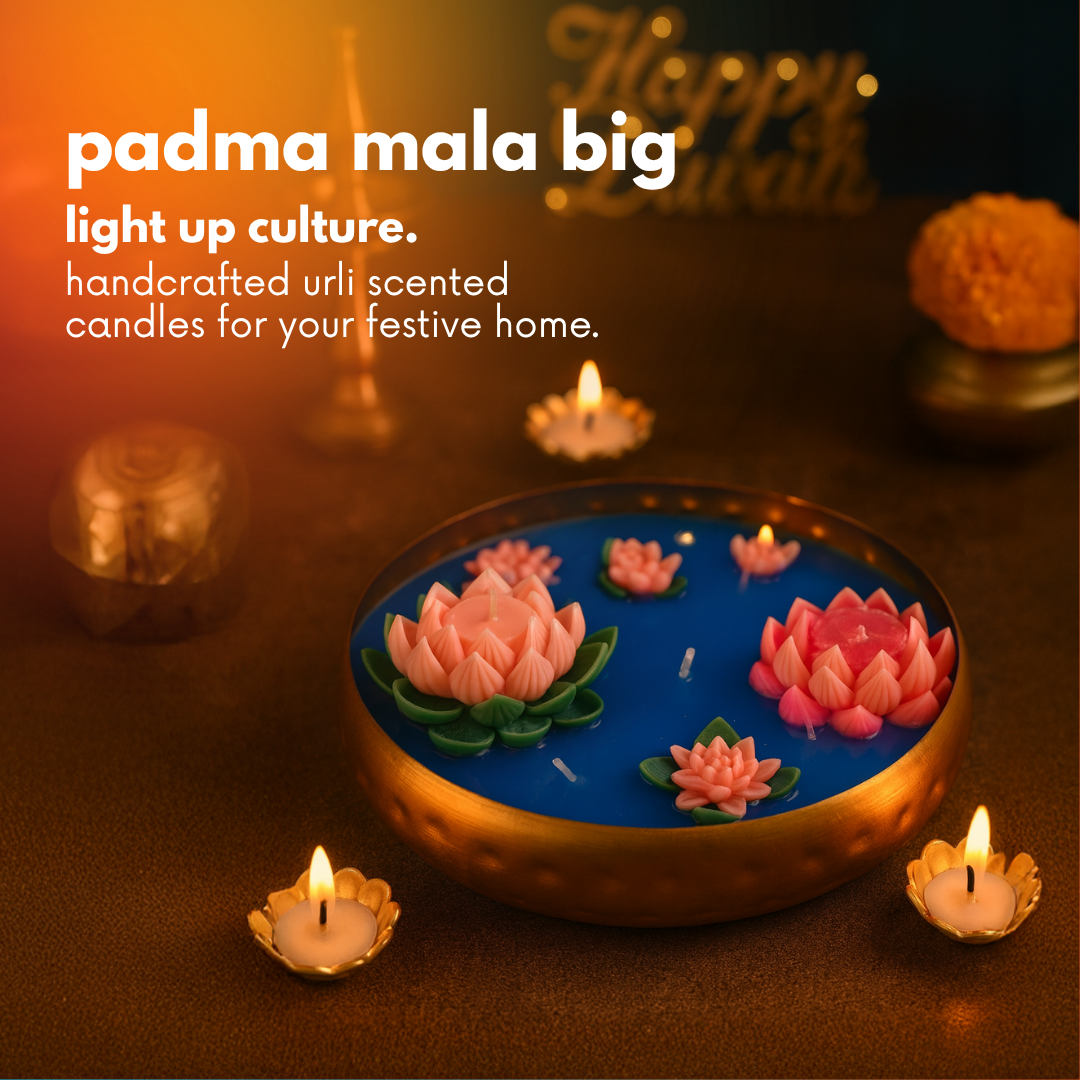 Big Lotus Bowl Urli Candle (Divine Lotus) 10 Inches – Decorative Sacred Flower Candle for Diwali & Puja | Bhakty.Store