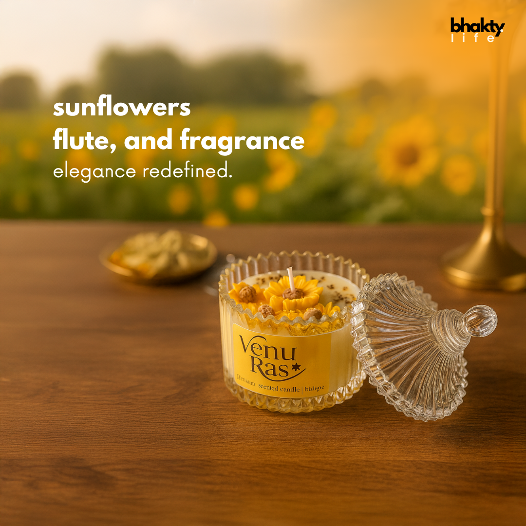 Premium Glass Jar Scented Candle with Lid (Venu Ras) – 60ml Premium Festive Edition
