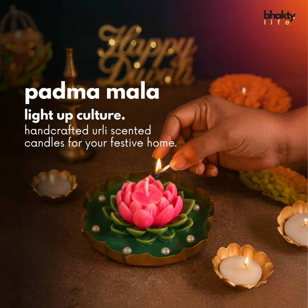 Big Lotus Urli Candle (Rasa Raas Mist) – Decorative Sacred Flower Candle for Diwali & Puja | Bhakty.Store